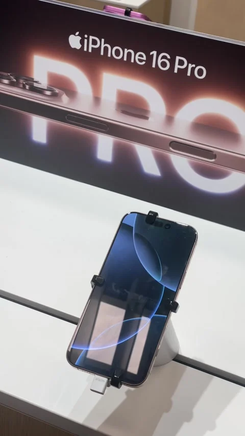 Iphone 16 pro showing animated background on screen Stock Footage 302758777