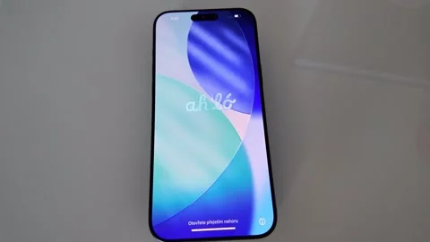 IPhone 17 Pro Max Startup Welcome Screen Close-Up Stock Footage 321380102