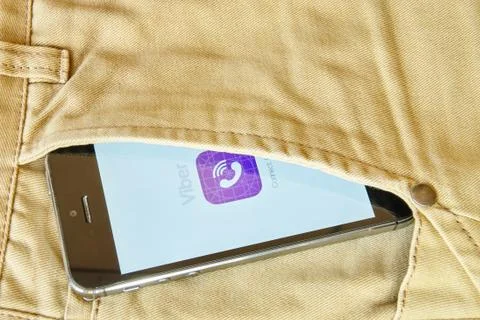 IPhone 5s with mobile application for Viber 写真素材