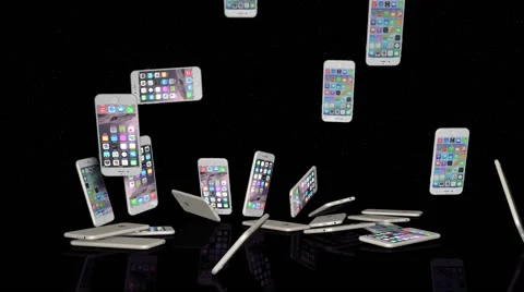 IPhone 6 3D Model Crashing on a Reflective Stage Stock Footage 42156831