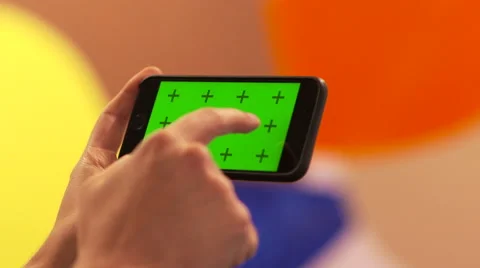 IPhone 6 Gestures Landscape Mode Greenscreen Stock Footage 46076521