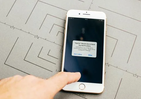 On iPhone 7 Plus the application software Stock Photos