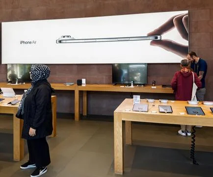 IPhone Air Banner Inside Apple Store Stock Photos