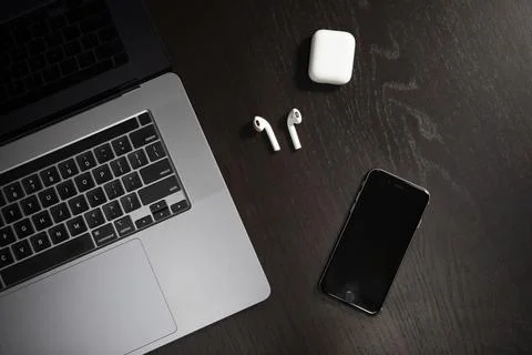 IPhone, AirPod, &amp; MacBook Pro Stock Photos