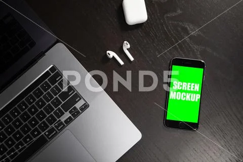 IPhone, AirPods, and MacBook Pro Template PSD Template