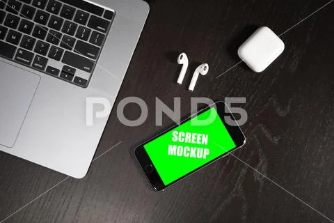 IPhone, AirPods, and MacBook Pro PSD Template