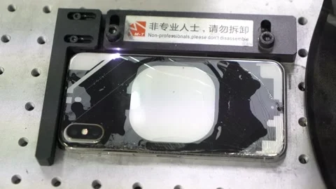 IPhone broken Rear Back Glass Repair Stock Footage 244282075