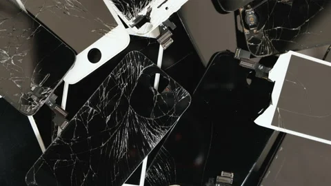  iPhone broken screens Devices are prepared for utilization. Editorial Stock Footage 236406875