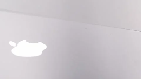 IPhone camera close up macro with Apple logo reflection Stock Footage 317977470