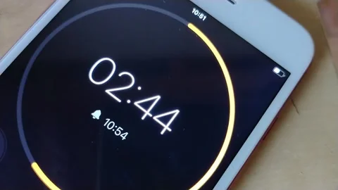 Iphone digital timer time lapse. 5 minute count down in phone timer. Stock Footage 248683938