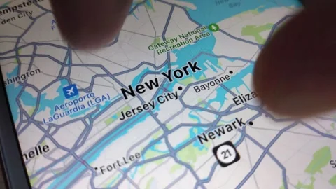 iphone gps app with new york maps. young... | Stock Video | Pond5