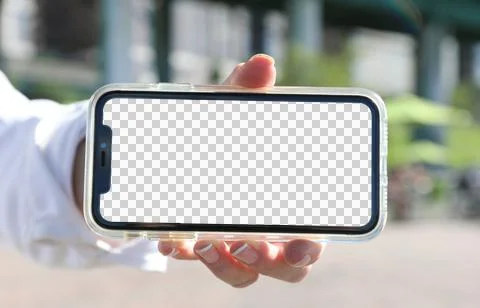 IPhone-greenscreen hand Stock Photos