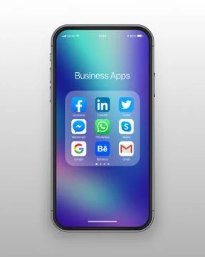 IPhone IOs Folder Social Media Icons Vector Set 스톡 일러스트