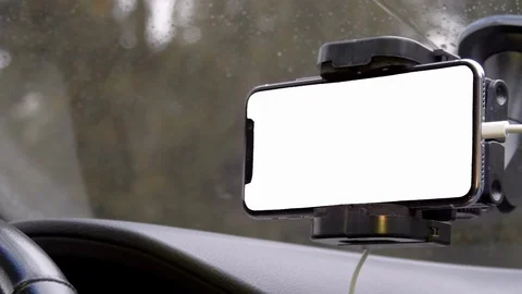 IPhone Maps Navigation on Mounted Smartphone Mobile GPS Google Map Stock Footage 100042312