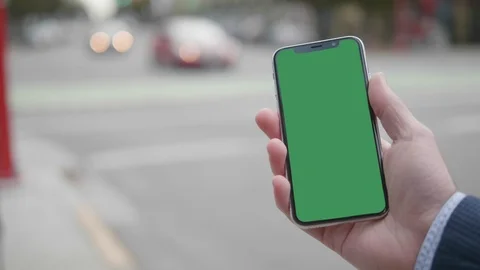 IPhone Mobile Screen Device Technology Urban City Traffic, Mobile Chroma Key Stock Footage 120937692
