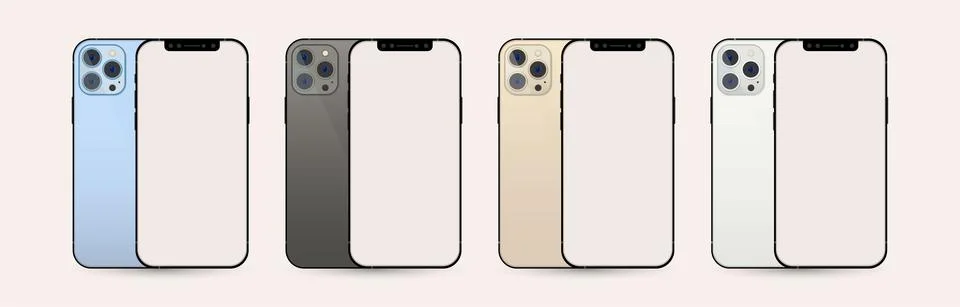 IPhone mobile set vector with colorful frames and a triple camera. Mobile pho Stock Illustration