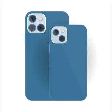 IPhone mockup with aqua blue frame and mobile camera. Mobile phone backside v Stock Illustration