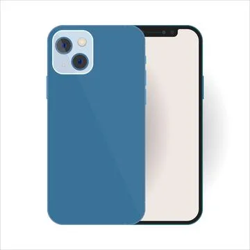 IPhone mockup with aqua blue frame and a blank screen. Mobile phone front and Stock Illustration