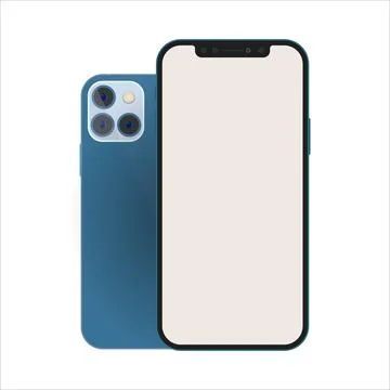 IPhone mockup with aqua blue frame and a blank screen. Mobile phone front and Stock Illustration