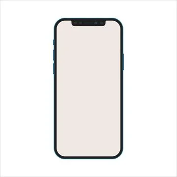 IPhone mockup with blue frame and buttons. Smartphone front side view with th Stock Illustration