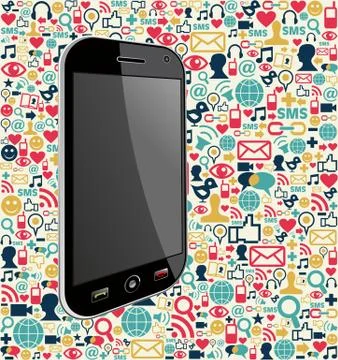 Iphone social media icon background Stock Illustration