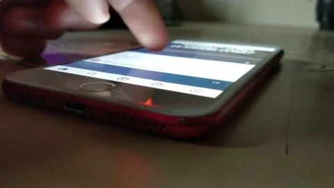 Iphone swipe. man use iphone for scroll instagram media. social network scroll. Video stock 232663855