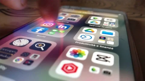 Iphone swipe. man use smartphone screen. iphone screen swipe. Video stock 232666943