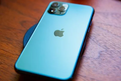 IPhone on table Stock-Fotos