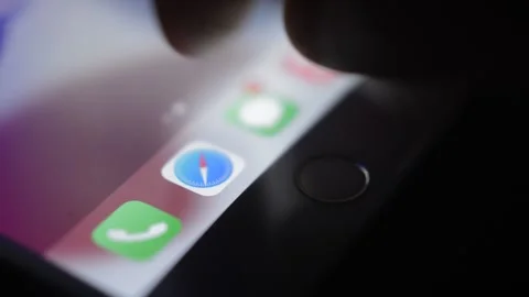 Iphone touch id for fingerprint identification. unlock iphone with id. Stock Footage 234284872