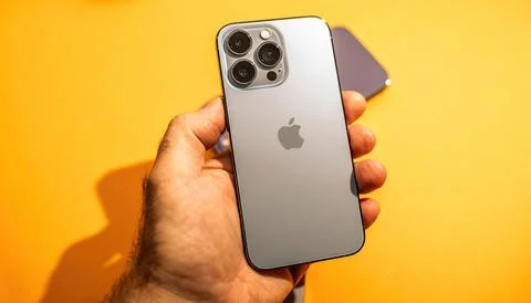 IPhone with triple-camera design Stock Photos
