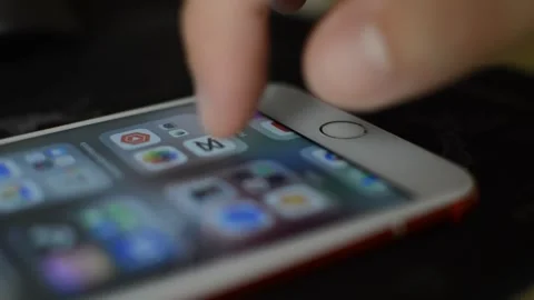 Iphone unlock. young man unlock phone. iphone screen unlock with touch id. Stock-Footage 249826060
