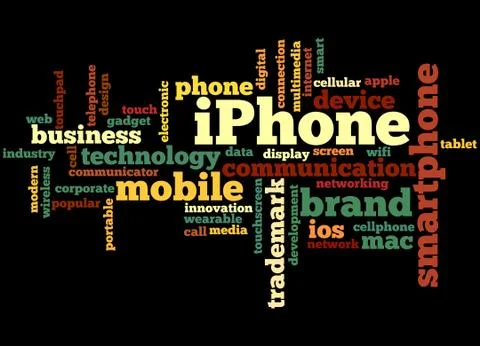 IPhone, wearable technology word cloud concept Stock Illustration