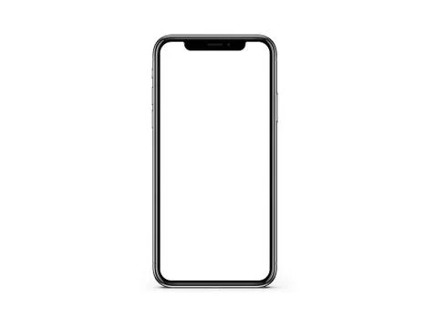 IPhone X blank white screen mockup on white color background mockup Stock Photos