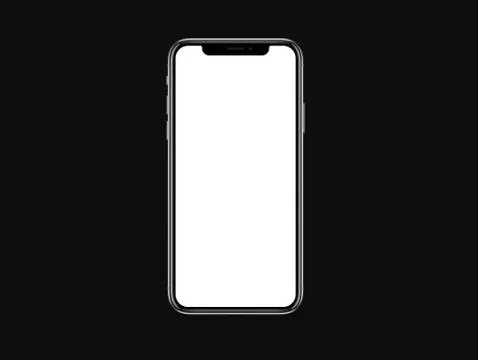 IPhone X blank white screen mockup on black color background mockup Stock Photos
