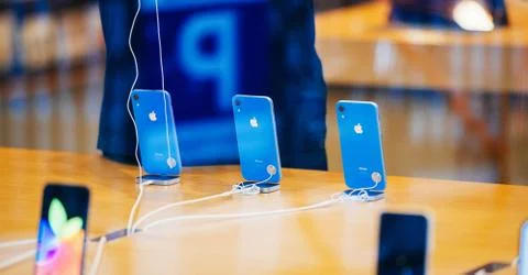 IPhone Xr smartphone by Apple Computers launch Stock Photos