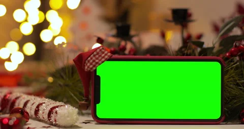 IPhone Xs max in Horizontal orientation with green screen on a background of Chr Stock Footage 144377868