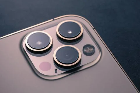 IPhone12 Pro Max rear camera lens, the triple camera system Stock Photos