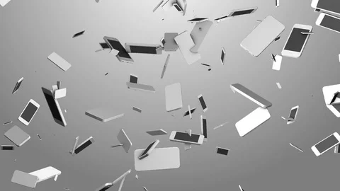 IPhones appear on the screen and rotate in different directions. The motion Stock Footage 83204982