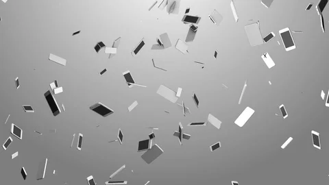 IPhones appear on the screen and spin in different directions. technological Stock Footage 83203964