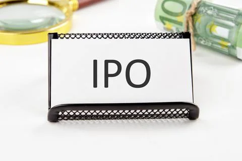 IPO abbreviation of Initial Public Offering the text on the business card n.. Stock Photos