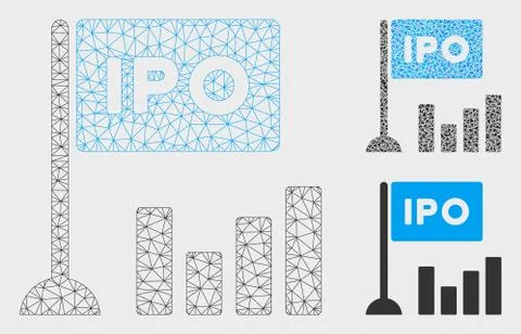 IPO Bar Chart Vector Mesh 2D Model and Triangle Mosaic Icon Stock Illustration