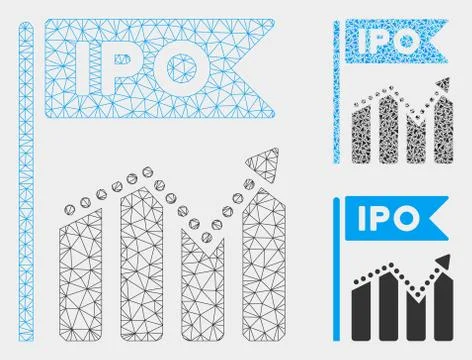 IPO Chart Vector Mesh Carcass Model and Triangle Mosaic Icon Stock Illustration