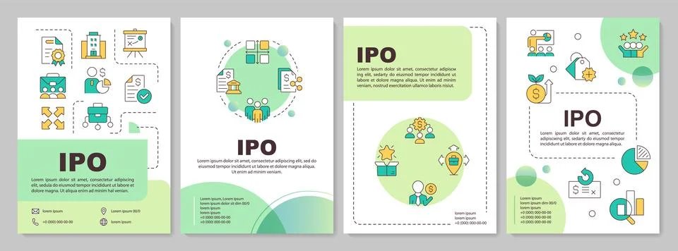 IPO green circle brochure layout Stock Illustration