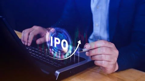 IPO, Initial public offering concept, Businessman with virtual IPO word wit.. Stock Photos