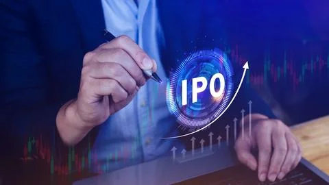IPO, Initial public offering concept, Businessman with virtual IPO word wit.. Stock Photos
