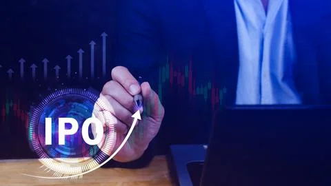 IPO, Initial public offering concept, Businessman with virtual IPO word wit.. Stock Photos