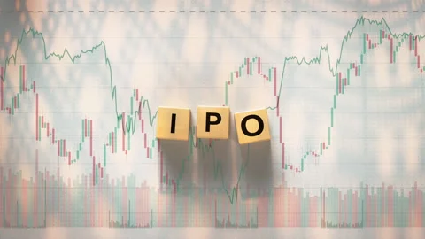 IPO Initial Public Offering on Financial Stock Market Chart 3D render animation Stock Footage 334667031