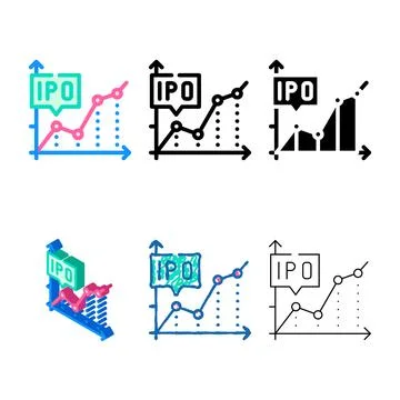 Ipo initial public offering infographic color icon vector variations Stock Illustration