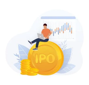 IPO Initial Public Offering . Ipo in flat style. Vector graphic illustration. Ilustração Stock