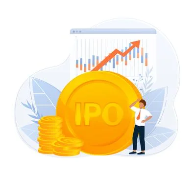 IPO Initial Public Offering . Ipo in flat style. Vector graphic illustration. イラスト素材